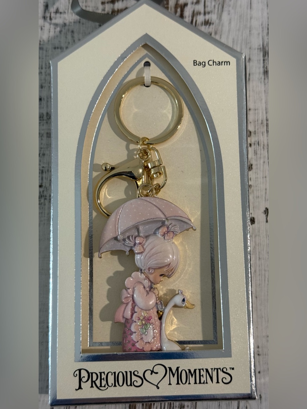 Precious Moments girl & goose bag charm New in box